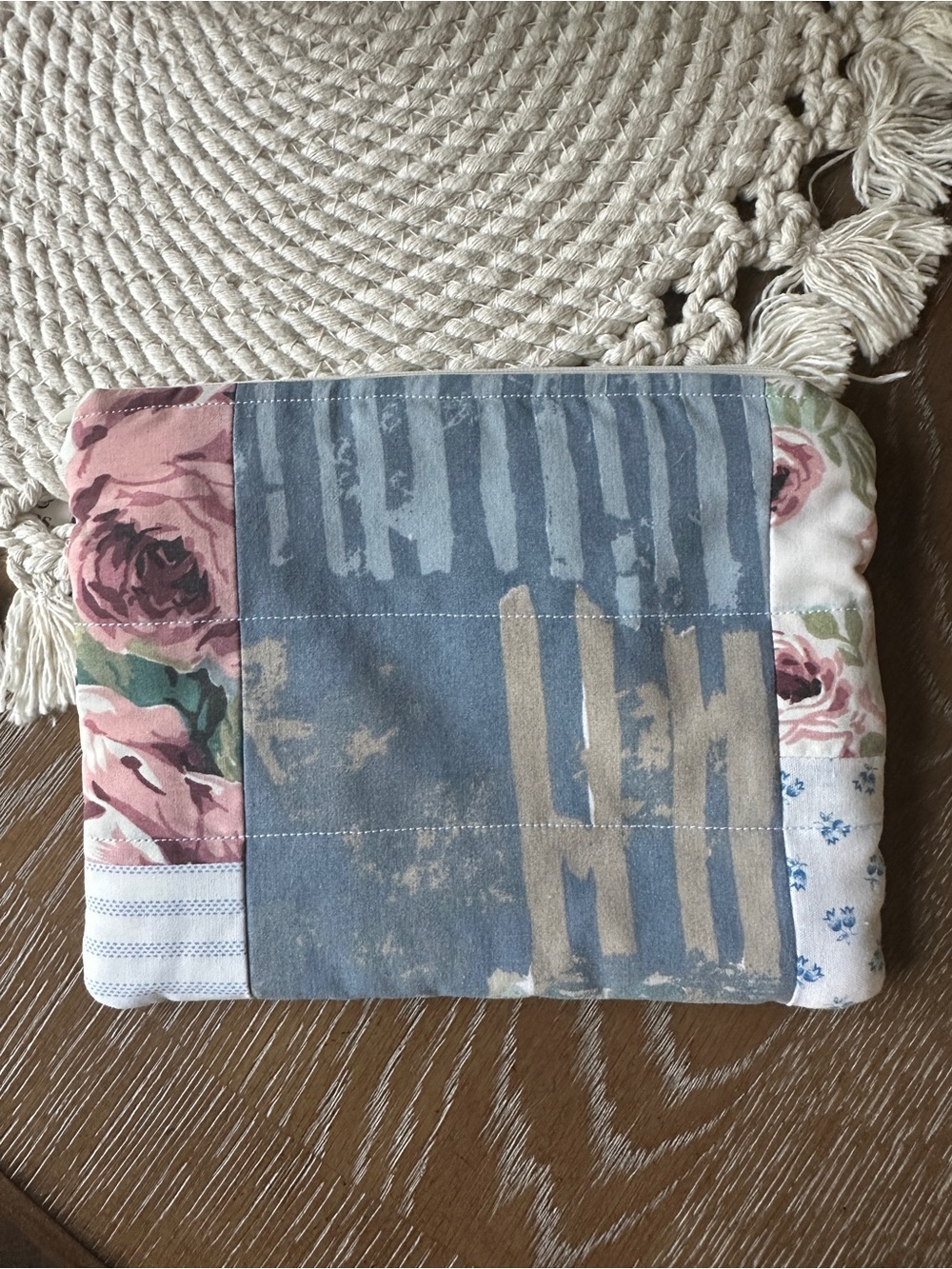 Patchwork Floral & Blue Quilted Pouch